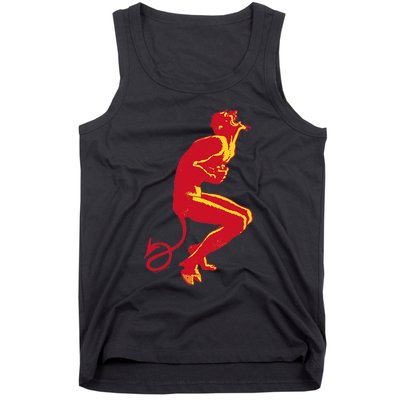 Cool Devil Devil Laughing In Red And Yellow Tank Top