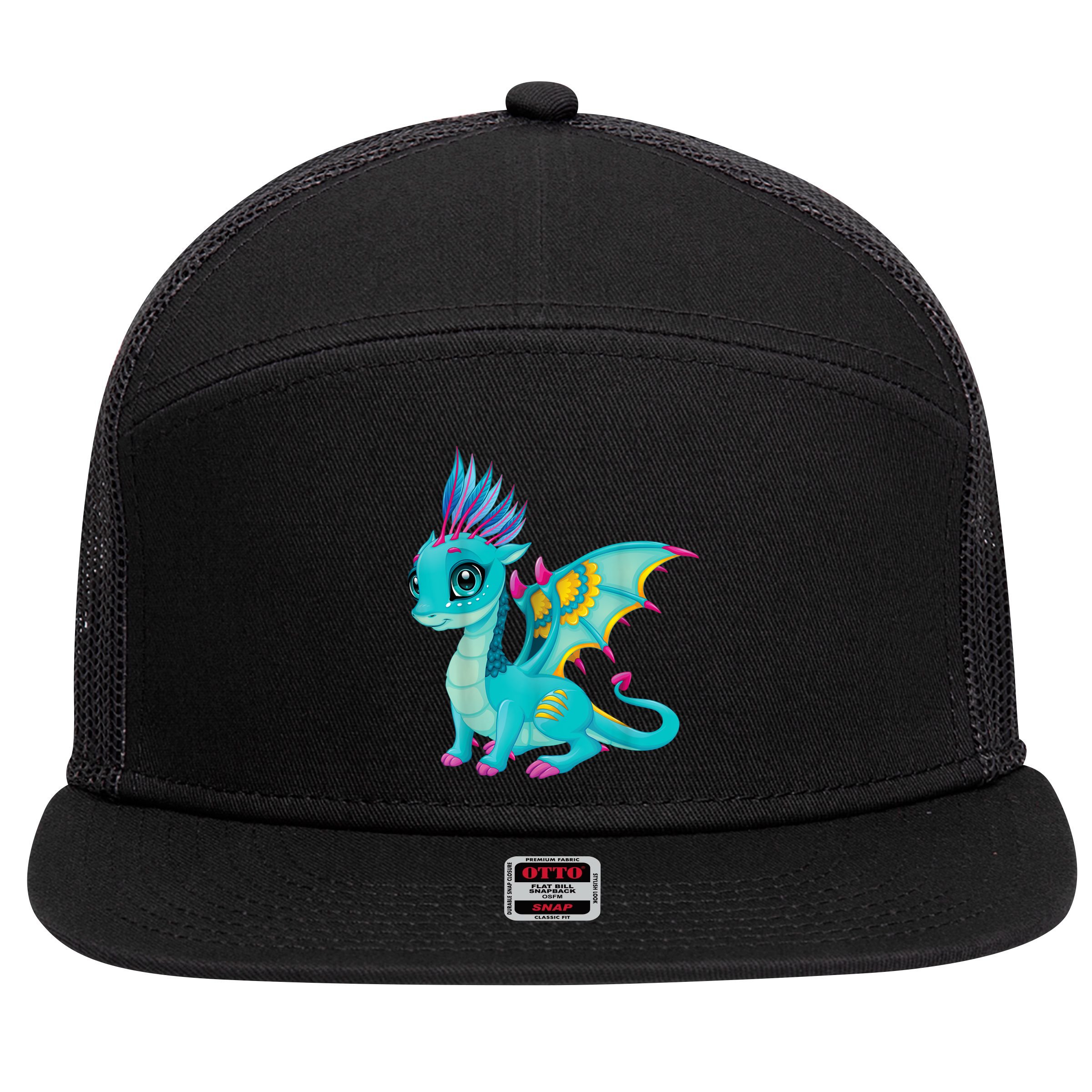 Cute Dragon Design 7 Panel Mesh Trucker Snapback Hat