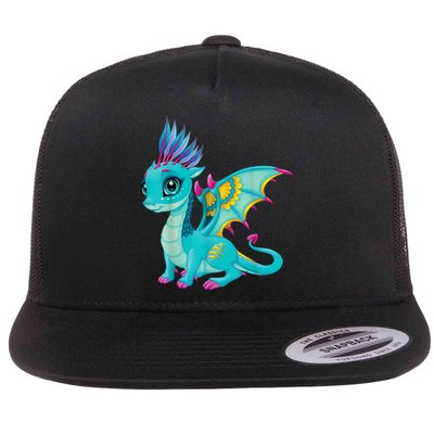 Cute Dragon Design Flat Bill Trucker Hat