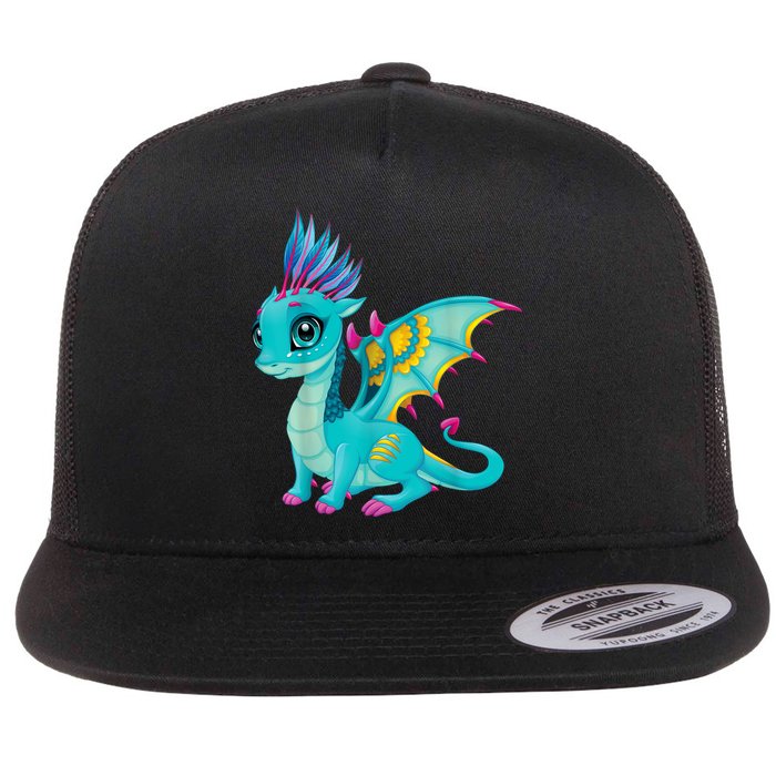 Cute Dragon Design Flat Bill Trucker Hat