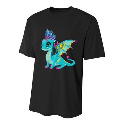 Cute Dragon Design Youth Performance Sprint T-Shirt