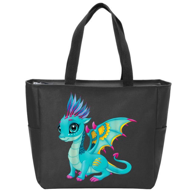 Cute Dragon Design Zip Tote Bag