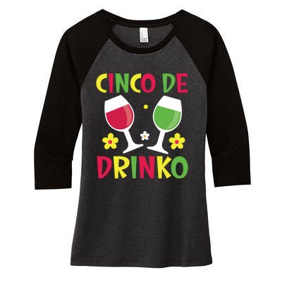 Cinco De Drinko T Women's Tri-Blend 3/4-Sleeve Raglan Shirt