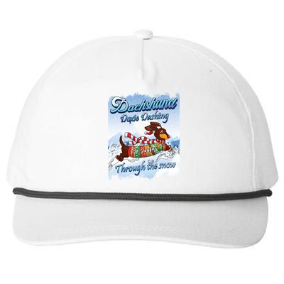 Christmas Dachshund Dog Owner Dashingthrough The Snow Meaningful Gift Snapback Five-Panel Rope Hat