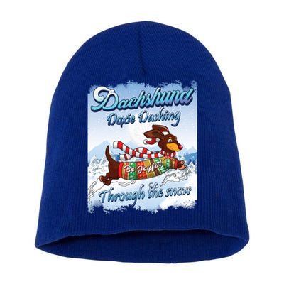 Christmas Dachshund Dog Owner Dashingthrough The Snow Meaningful Gift Short Acrylic Beanie