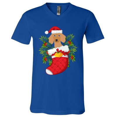 Christmas Daschund Doxie Inside Socks Great Gift V-Neck T-Shirt