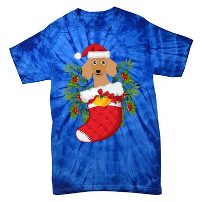 Christmas Daschund Doxie Inside Socks Great Gift Tie-Dye T-Shirt