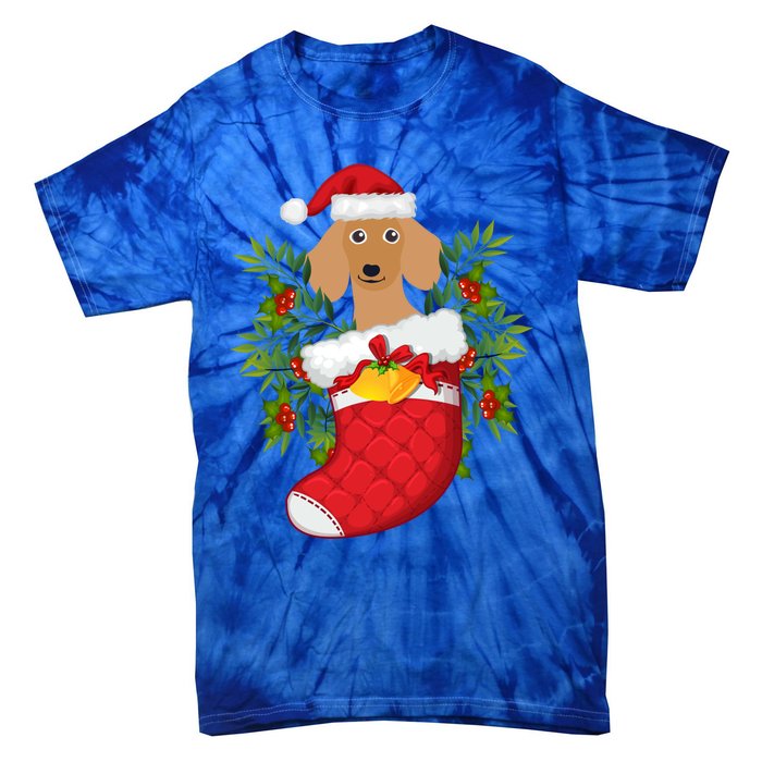 Christmas Daschund Doxie Inside Socks Great Gift Tie-Dye T-Shirt