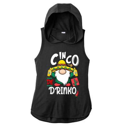 Cinco De Drinko Gnome Ladies PosiCharge Tri-Blend Wicking Draft Hoodie Tank