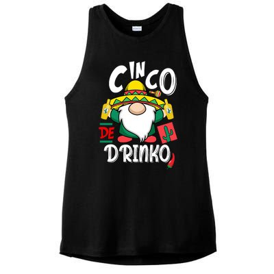 Cinco De Drinko Gnome Ladies PosiCharge Tri-Blend Wicking Tank