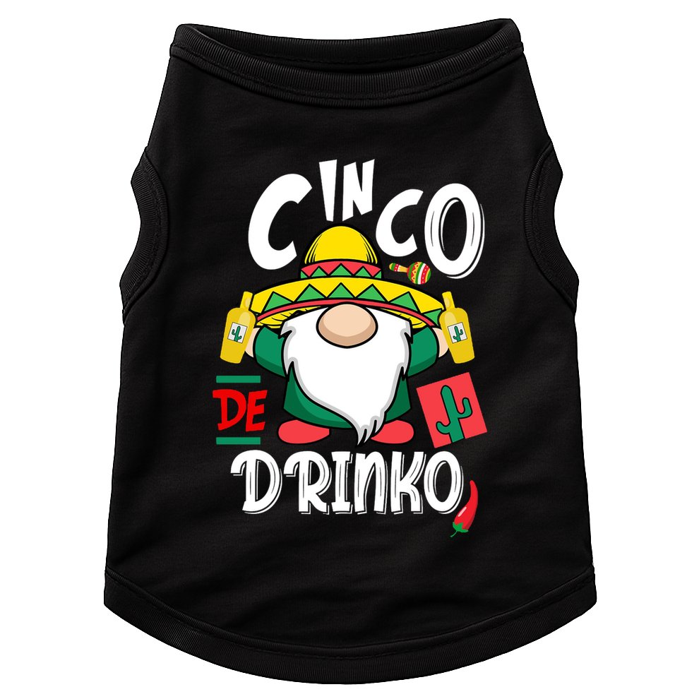 Cinco De Drinko Gnome Doggie Tank
