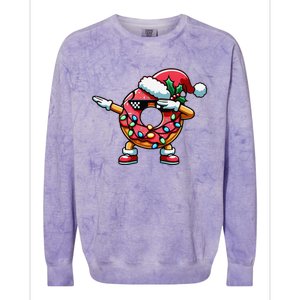 Christmas Dabbing Donut Santa Hat Xmas Lights Dab Colorblast Crewneck Sweatshirt