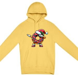 Christmas Dabbing Donut Santa Hat Xmas Lights Dab Premium Pullover Hoodie