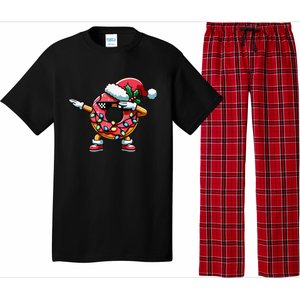 Christmas Dabbing Donut Santa Hat Xmas Lights Dab Pajama Set