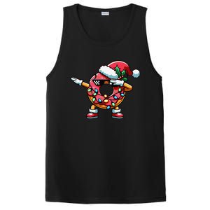 Christmas Dabbing Donut Santa Hat Xmas Lights Dab PosiCharge Competitor Tank