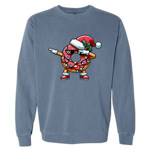 Christmas Dabbing Donut Santa Hat Xmas Lights Dab Garment-Dyed Sweatshirt