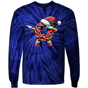 Christmas Dabbing Donut Santa Hat Xmas Lights Dab Tie-Dye Long Sleeve Shirt