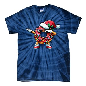 Christmas Dabbing Donut Santa Hat Xmas Lights Dab Tie-Dye T-Shirt