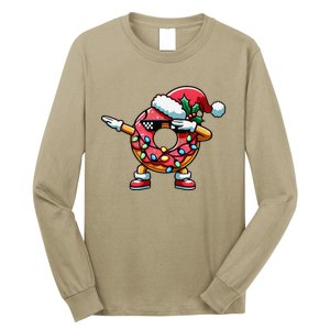 Christmas Dabbing Donut Santa Hat Xmas Lights Dab Long Sleeve Shirt