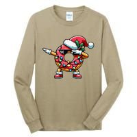 Christmas Dabbing Donut Santa Hat Xmas Lights Dab Tall Long Sleeve T-Shirt