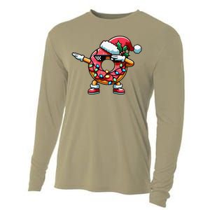 Christmas Dabbing Donut Santa Hat Xmas Lights Dab Cooling Performance Long Sleeve Crew