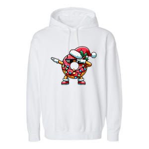 Christmas Dabbing Donut Santa Hat Xmas Lights Dab Garment-Dyed Fleece Hoodie