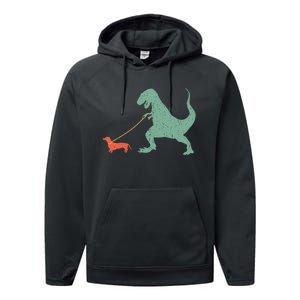 Cute Dachshund Dinosaur Funny Wiener Dog Performance Fleece Hoodie