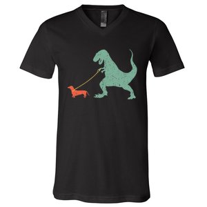 Cute Dachshund Dinosaur Funny Wiener Dog V-Neck T-Shirt