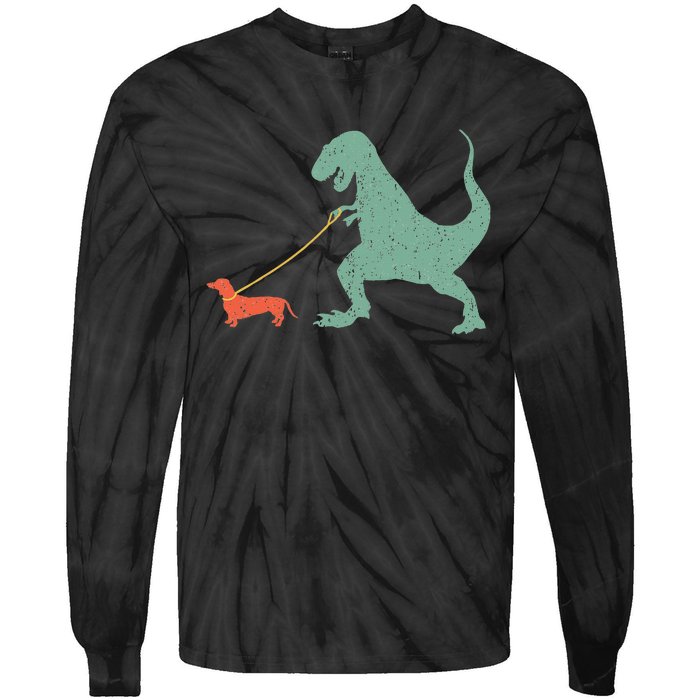 Cute Dachshund Dinosaur Funny Wiener Dog Tie-Dye Long Sleeve Shirt