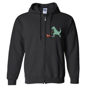 Cute Dachshund Dinosaur Funny Wiener Dog Full Zip Hoodie