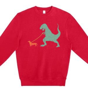 Cute Dachshund Dinosaur Funny Wiener Dog Premium Crewneck Sweatshirt