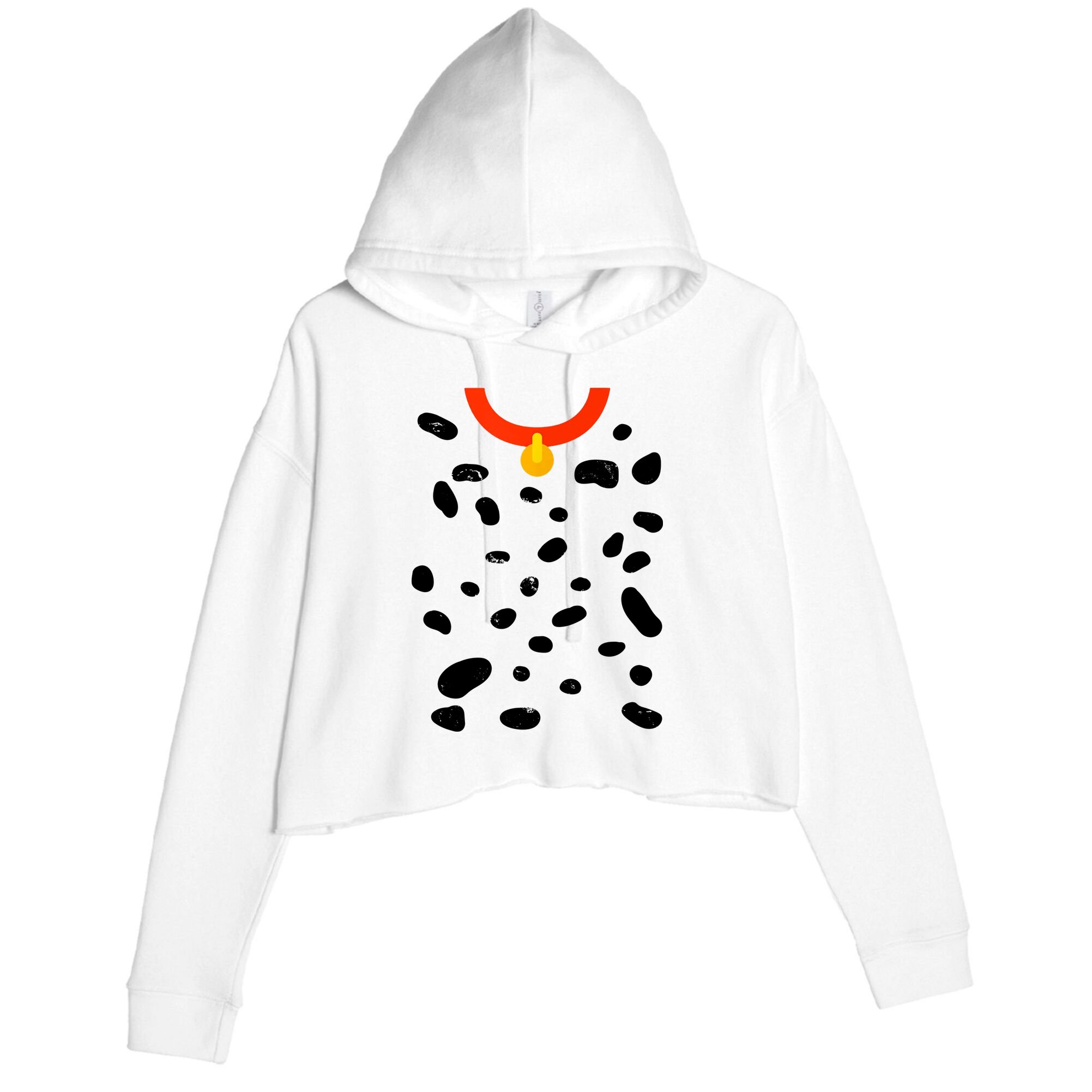 Cute Dalmatian Dog Costume Crop Fleece Hoodie