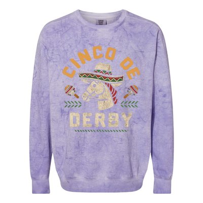 Cinco De Derby Funny Horse Racing Derby Party Sombrero Colorblast Crewneck Sweatshirt