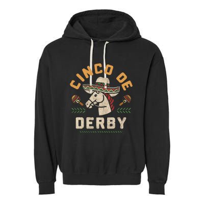 Cinco De Derby Funny Horse Racing Derby Party Sombrero Garment-Dyed Fleece Hoodie