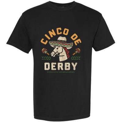 Cinco De Derby Funny Horse Racing Derby Party Sombrero Garment-Dyed Heavyweight T-Shirt