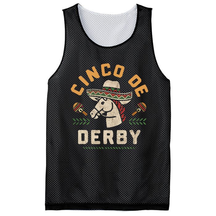 Cinco De Derby Funny Horse Racing Derby Party Sombrero Mesh Reversible Basketball Jersey Tank