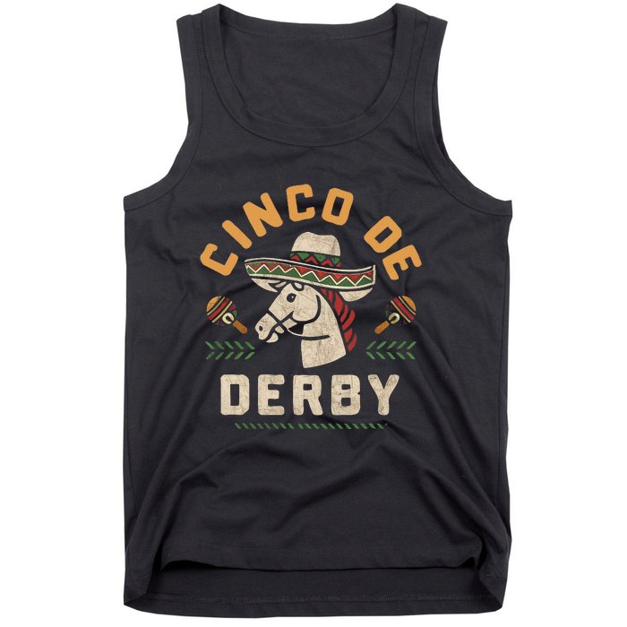 Cinco De Derby Funny Horse Racing Derby Party Sombrero Tank Top