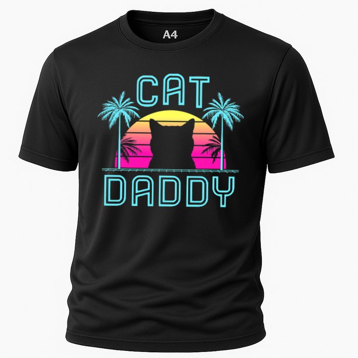 Cat Daddy Dad fathers day retro cat papa Cooling Performance Crew T-Shirt