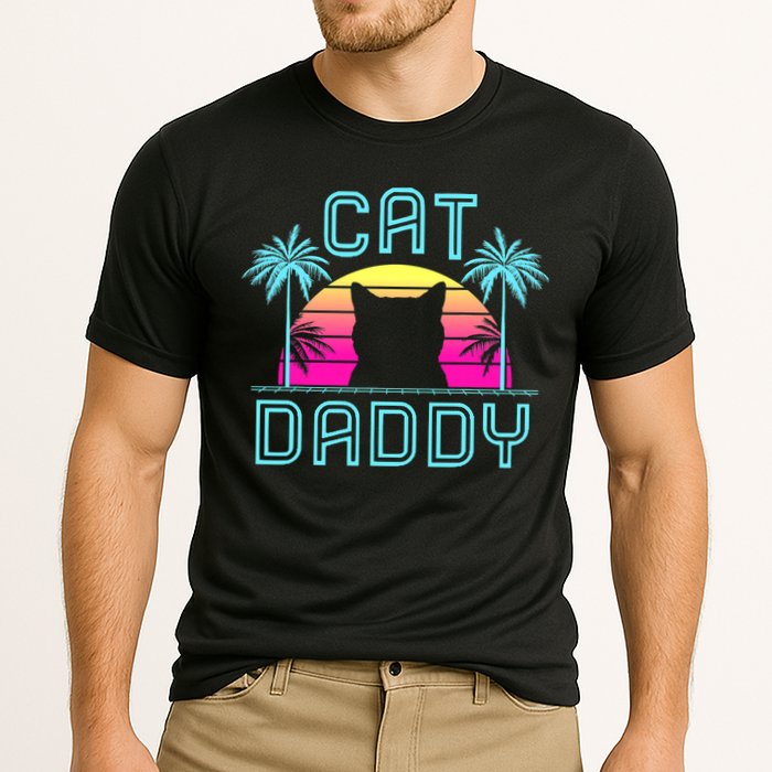 Cat Daddy Dad fathers day retro cat papa Cooling Performance Crew T-Shirt