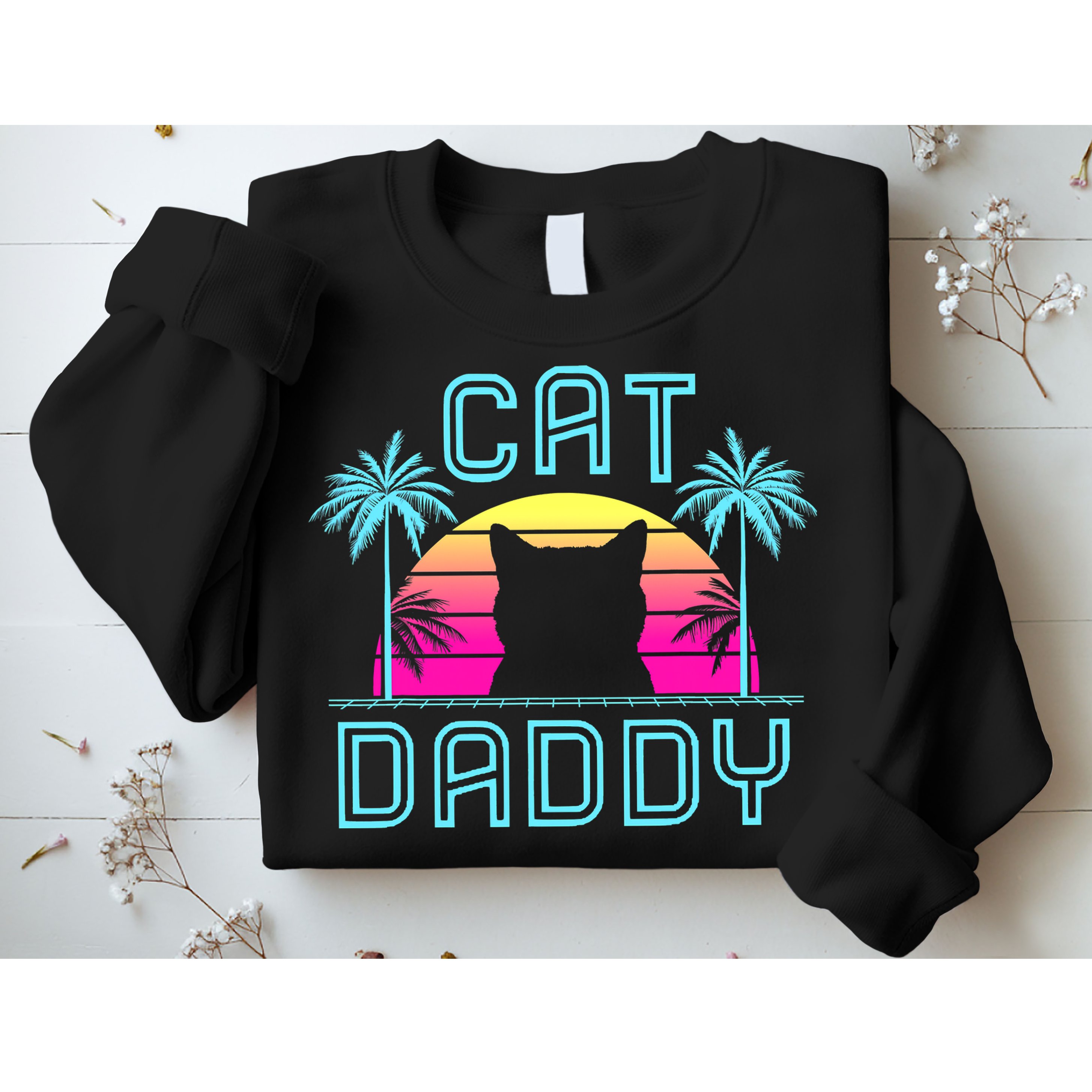Cat Daddy Dad fathers day retro cat papa Sweatshirt