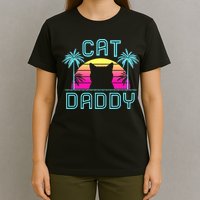 Cat Daddy Dad fathers day retro cat papa T-Shirt