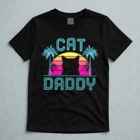 Cat Daddy Dad fathers day retro cat papa T-Shirt