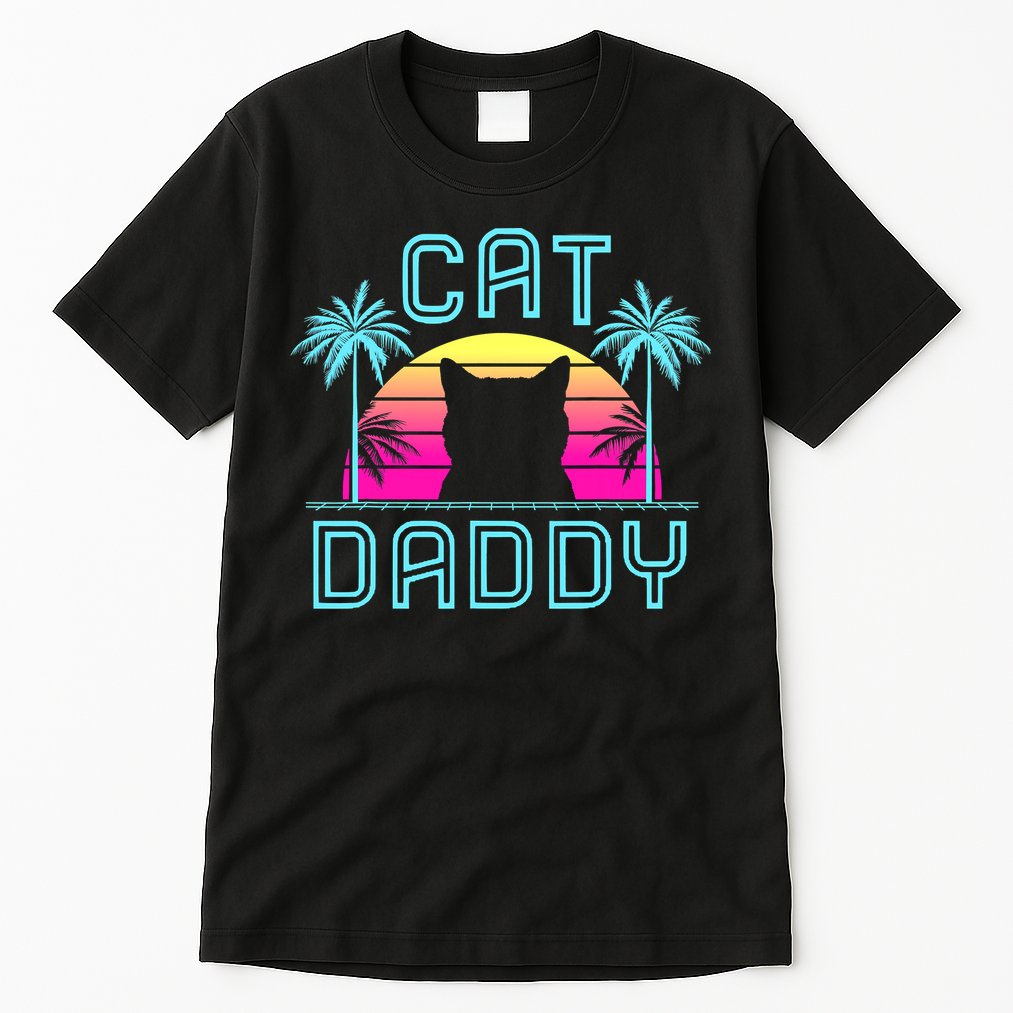 Cat Daddy Dad fathers day retro cat papa Tall T-Shirt