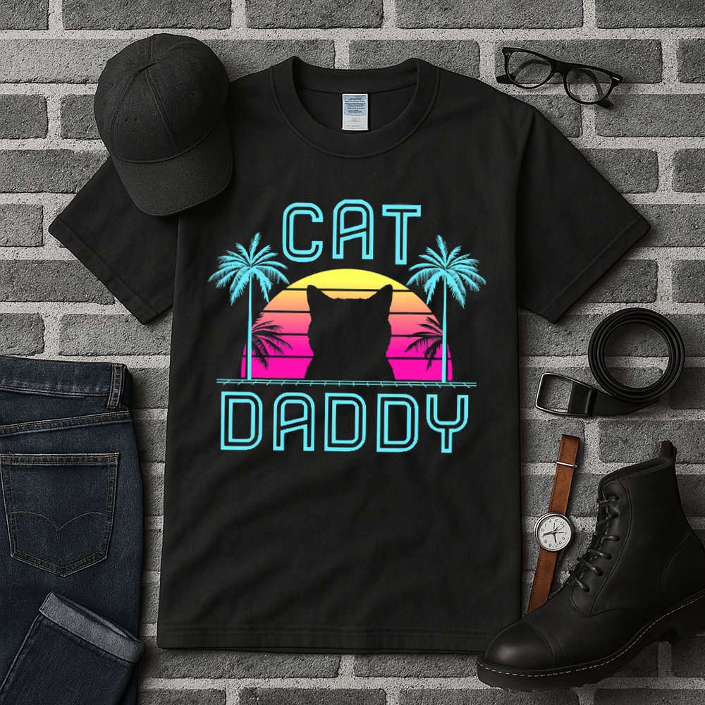 Cat Daddy Dad fathers day retro cat papa Tall T-Shirt