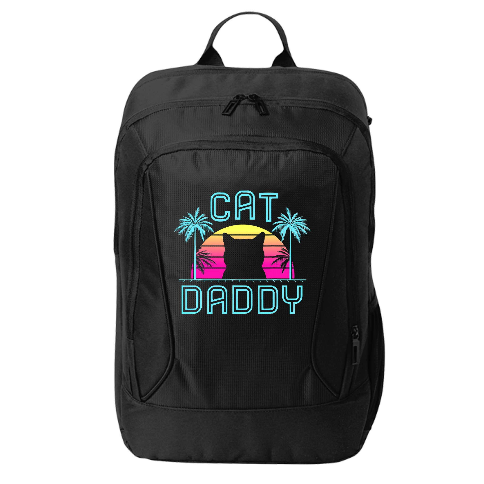 Cat Daddy Dad fathers day retro cat papa City Backpack