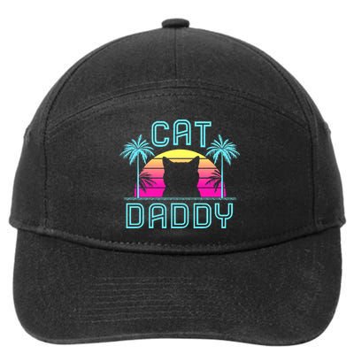 Cat Daddy Dad fathers day retro cat papa 7-Panel Snapback Hat
