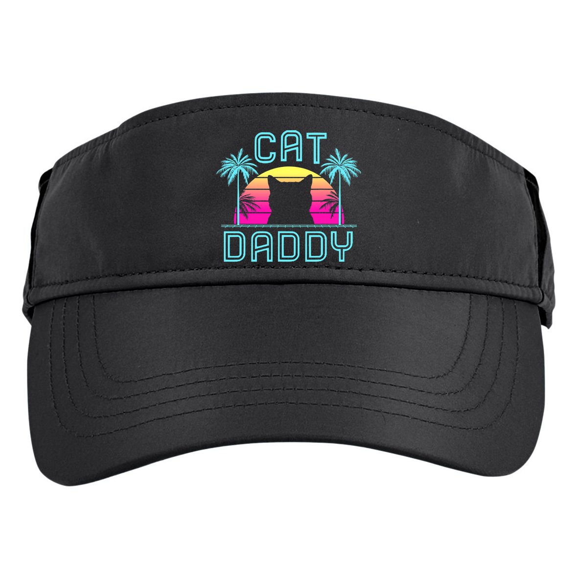 Cat Daddy Dad fathers day retro cat papa Adult Drive Performance Visor