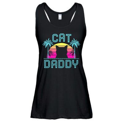 Cat Daddy Dad fathers day retro cat papa Ladies Essential Flowy Tank