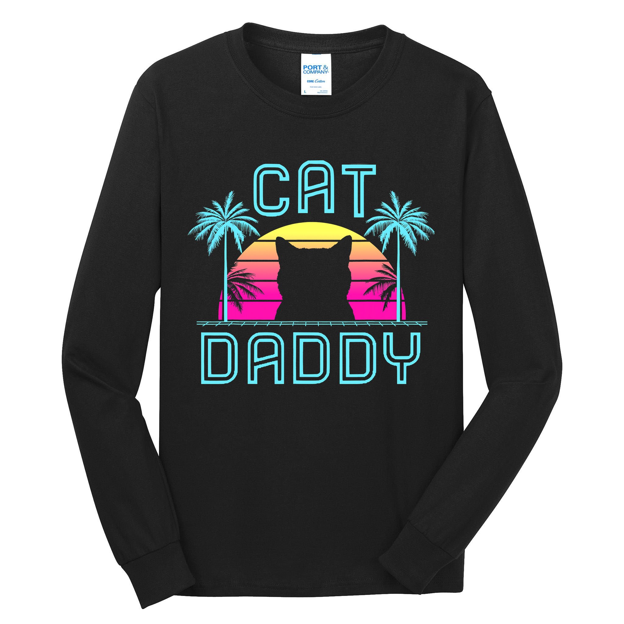 Cat Daddy Dad fathers day retro cat papa Tall Long Sleeve T-Shirt