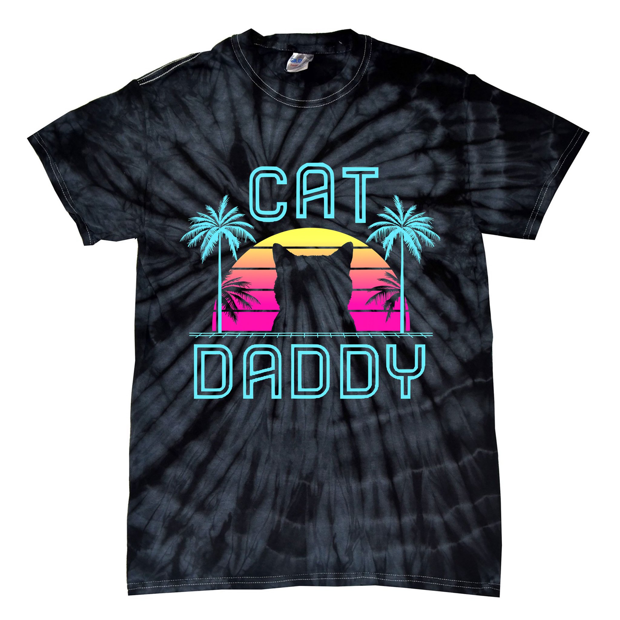 Cat Daddy Dad fathers day retro cat papa Tie-Dye T-Shirt